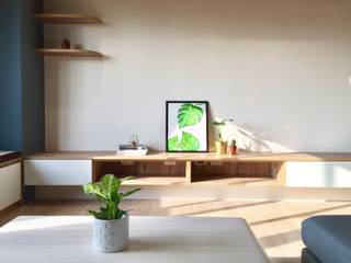 【住家】北歐風的質感美學, 圓方空間設計 圓方空間設計 Living room Plywood