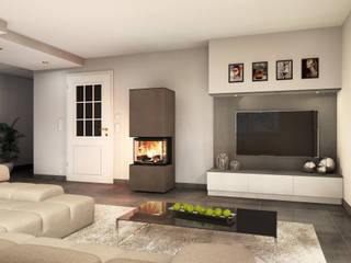 neocube - modern style of fire / Die Heizkaminserie mit stilvoller Keramikverkleidung, CB-tec GmbH CB-tec GmbH Modern living room