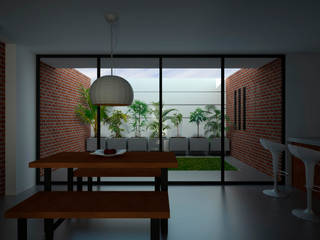 Casa Santa Anita, Punto De Fuga Arquitectura Punto De Fuga Arquitectura Modern living room Bricks