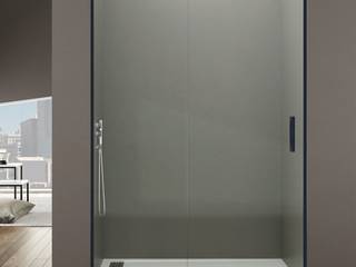 Mamparas de ducha Negras en Barcelona, TheBathPoint TheBathPoint Kamar Mandi Gaya Industrial Aluminium/Seng