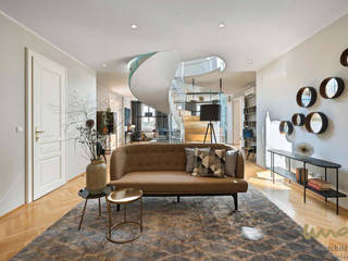 Wohnen im Penthouse, UNA plant UNA plant Pasillos, vestíbulos y escaleras de estilo clásico