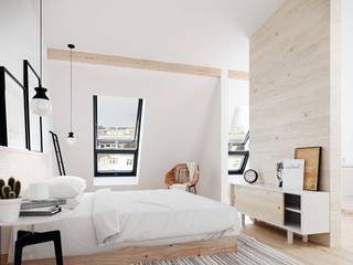 PR33, HAA&D, HAGAR ABIRI/ ARCHITECTURE & DESIGN HAA&D, HAGAR ABIRI/ ARCHITECTURE & DESIGN Chambre scandinave Bois Effet bois