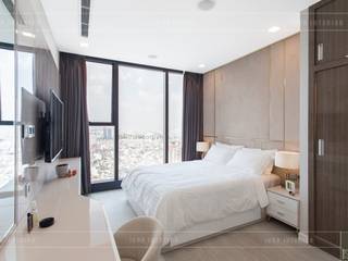 Thi công nội thất phong cách hiện đại trong căn hộ Vinhomes Golden River, ICON INTERIOR ICON INTERIOR Modern Bedroom