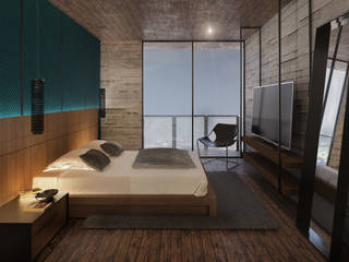 Residencia GA [Silao, Gto.], 3C Arquitectos S.A. de C.V. 3C Arquitectos S.A. de C.V. Industrial style bedroom Iron/Steel