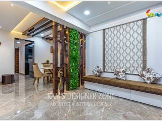 Flat Interior Design at Pune, KAMS DESIGNER ZONE KAMS DESIGNER ZONE 和風の 玄関&廊下&階段