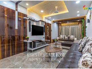 Flat Interior Design at Pune, KAMS DESIGNER ZONE KAMS DESIGNER ZONE Salon asiatique