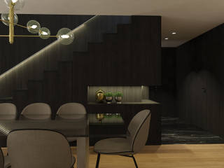 SS Duplex Apartment, 411 - Design e Arquitectura de Interiores 411 - Design e Arquitectura de Interiores Phòng ăn phong cách hiện đại