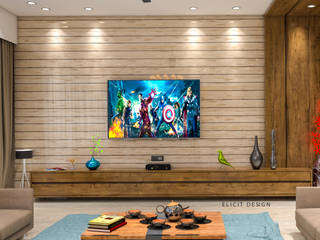 Vanita Height surat, elicit design elicit design Modern living room Wood Wood effect
