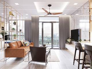 Phong cách hiện đại trong thiết kế nội thất căn hộ Vinhomes Central Park, ICON INTERIOR ICON INTERIOR Salas de estilo moderno
