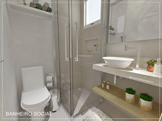 CASA 834, BRUNA MARTINS Arquitetura + Interiores BRUNA MARTINS Arquitetura + Interiores Minimalist style bathroom Tiles