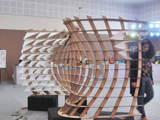 Dynamic Facade- Pine-SKINN at Nehru Centre, Mumbai, Studio EMERGENCE Studio EMERGENCE Otros espacios Derivados de madera Transparente