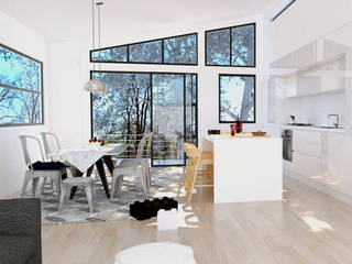 CUCINA NORDICA, Lambda Design Lambda Design Scandinavian style living room Wood Wood effect
