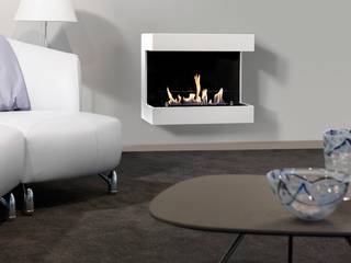 Chimeneas Ecológicas para Interiores, Grupo Cinco Chimeneas Grupo Cinco Chimeneas Living room Iron/Steel White