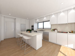 Cozinha em Alcainça | Projecto 3D, DR Arquitectos DR Arquitectos Minimalist kitchen