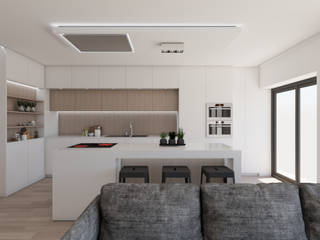Apartamento na Ericeira com moderno plano aberto, DR Arquitectos DR Arquitectos Modern kitchen