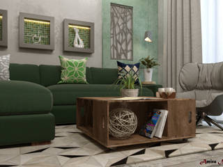 تصميم فراغ معيشة ومطبخ مفتوح, AmiraNayelDesigns AmiraNayelDesigns Modern Living Room