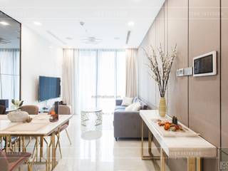 Thi công nội thất căn hộ Aqua 1 Vinhomes Golden River - Phong cách hiện đại, ICON INTERIOR ICON INTERIOR Modern Living Room