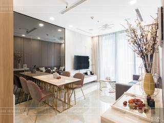 Thi công nội thất căn hộ Aqua 1 Vinhomes Golden River - Phong cách hiện đại, ICON INTERIOR ICON INTERIOR Comedores de estilo moderno