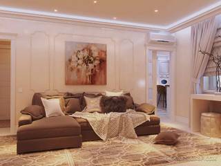 Интерьер гостиной с камином и большим шкафом, студия Design3F студия Design3F Living room