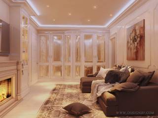 Интерьер гостиной с камином и большим шкафом, студия Design3F студия Design3F Classic style living room