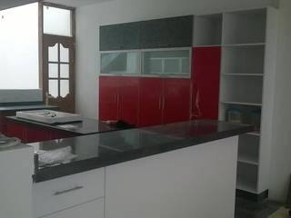 Cocina , ARDI Arquitectura y servicios ARDI Arquitectura y servicios キッチン収納 合板（チップボード） 赤色