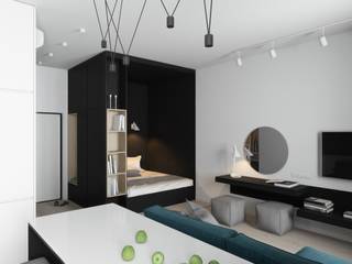 Дизайн интерьера однокомнатной квартиры-студии в Одессе, Civilly Civilly Phòng khách phong cách tối giản