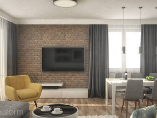 Mieszkanie 70 m2, hexaform - projektowanie wnętrz hexaform - projektowanie wnętrz Moderne Wohnzimmer