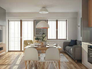 Mieszkanie 48 m2, hexaform - projektowanie wnętrz hexaform - projektowanie wnętrz Salas de estilo escandinavo