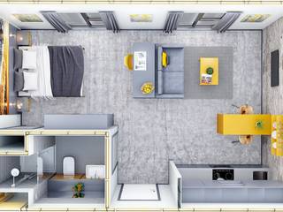 New Studio Apartment, CRISP3D CRISP3D Cuartos de estilo moderno Ladrillos