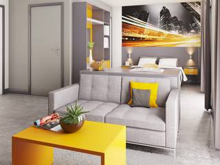 View 3 of Studio Apartment CRISP3D Moderne Schlafzimmer Ziegel Gelb 3dvisualisation,CGI,3dimages,visualisation