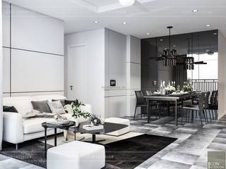 Thiết kế căn hộ Landmark 6 Vinhomes Central Park - Phong cách hiện đại, ICON INTERIOR ICON INTERIOR Modern Living Room