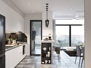 Thiết kế căn hộ Landmark 6 Vinhomes Central Park - Phong cách hiện đại, ICON INTERIOR ICON INTERIOR Modern Kitchen