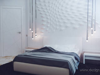 Современная спальня с 3д панелями, студия Design3F студия Design3F Minimalist bedroom