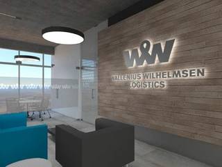 Oficinas Wallenius Wilhelmsen Logistics , HERRERA ARQUITECTOS HERRERA ARQUITECTOS モダンデザインの 書斎