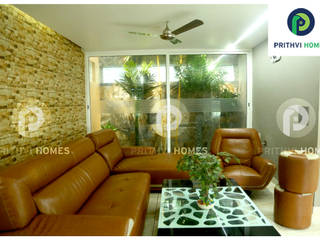 Renovations in Thrissur, Prithvi Homes Prithvi Homes Asian style living room Cotton Yellow