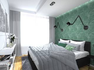 Sypialnia w mieszkaniu na wynajem w inwestycji Front Park Motława, e-wnetrza.pl - Architekci wnętrz on-line e-wnetrza.pl - Architekci wnętrz on-line Modern style bedroom