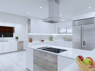 T -shaped Rivonia kitchen white gloss, Linken Designs Linken Designs