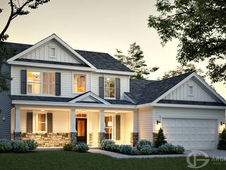 Craftsmen Style Exterior Renders, 3DArchPreVision 3DArchPreVision Single family home Engineered Wood Transparent