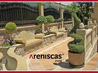 Mobiliario urbano en piedra natural , ARENISCAS STONE ARENISCAS STONE Mediterranean style garden Stone Multicolored