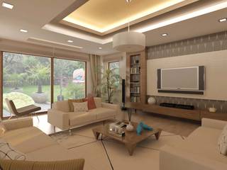Hikmet Bey Villa, ANTE MİMARLIK ANTE MİMARLIK Modern living room Beige