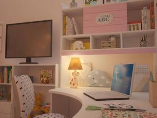 Детская комната в розовых тонах, студия Design3F студия Design3F Stanza dei bambini eclettica