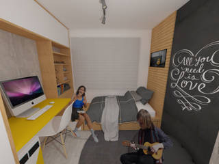 Dormitório dos Irmãos, Estúdio Maçã Estúdio Maçã Modern style bedroom