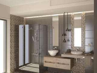 Render e modellazione 3D ambiente bagno., Nocera Kathia rendering progettazione e design Nocera Kathia rendering progettazione e design Modern bathroom