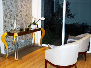 DISEÑO E IMPLEMENTACION DE SALA - COMEDOR Y BAÑOS, DISTINTA DESIGN DISTINTA DESIGN Modern living room