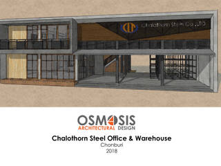 Chalothornsteel Office & Warehouse, OSMOSIS Architectural Design OSMOSIS Architectural Design Detached home Concrete