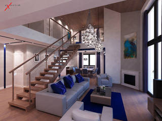 Dom jednorodzinny z antresolą, Axentim Axentim Eclectic style living room