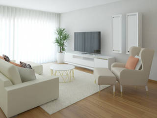 Projeto 3D Apartamento Lisboa, Ana Andrade - Design de Interiores Ana Andrade - Design de Interiores Livings de estilo moderno