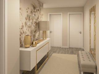 Projeto 3D - Apartamento Montijo, Ana Andrade - Design de Interiores Ana Andrade - Design de Interiores ห้องโถงทางเดินและบันไดสมัยใหม่