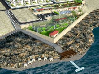 Akliman Wilları Sosyal Tesis Planlama ve Peyzaj Projesi - Çanakkale/Akliman, Mimari 3D Render Mimari 3D Render Mediterranean style garden