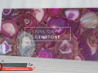 Pink onyx slabs surface tiles, Height Stones Height Stones 모던스타일 복도, 현관 & 계단